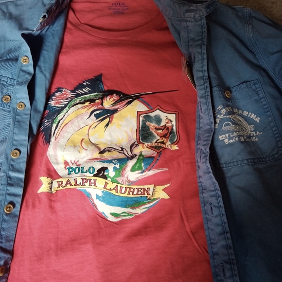 Ralph lauren marlin hook reel denim tshirt xxl - Picture 3 of 5
